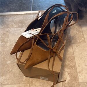 Zara Brown Leather Heels